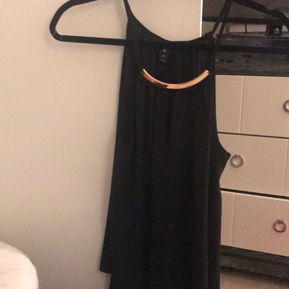Black Flowy blouse with gold bar